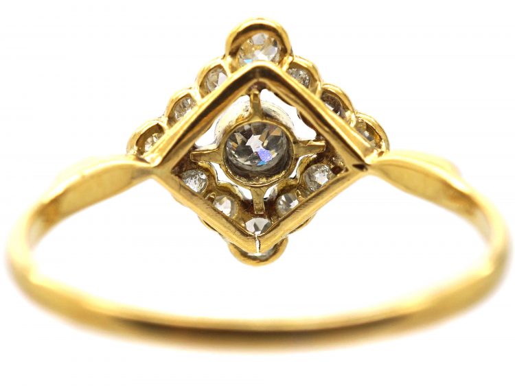 Art Deco 18ct Gold & Platinum, Diamond Shaped Ring set with Diamonds