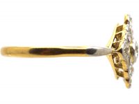 Art Deco 18ct Gold & Platinum, Diamond Shaped Ring set with Diamonds