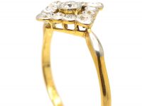 Art Deco 18ct Gold & Platinum, Diamond Shaped Ring set with Diamonds