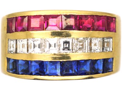 18ct Gold, Sapphire, Diamond & Ruby Ring