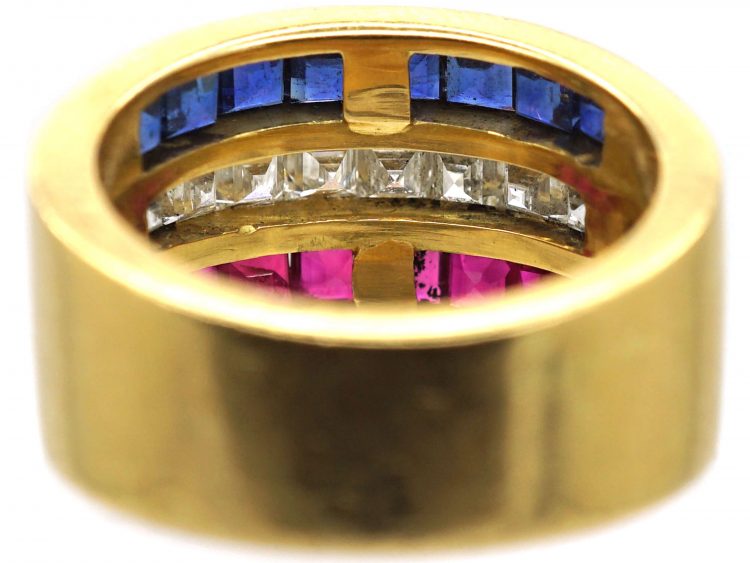 18ct Gold, Sapphire, Diamond & Ruby Ring