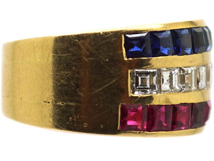 18ct Gold, Sapphire, Diamond & Ruby Ring
