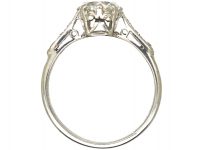 Art Deco Platinum & Diamond Solitaire Ring with Diamond Set Shoulders