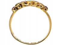 Early Victorian 18ct Gold, Three Stone Peridot, Ruby & Rose Diamond Ring