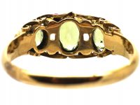Early Victorian 18ct Gold, Three Stone Peridot, Ruby & Rose Diamond Ring