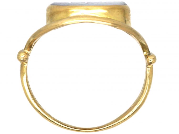 Victorian 18ct Gold & Carnelian Signet Ring with Intaglio of a Sailing Ship