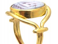 Victorian 18ct Gold & Carnelian Signet Ring with Intaglio of a Sailing Ship