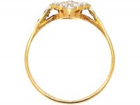 Art Deco 18ct Gold & Platinum, Diamond Set Marquise Ring with Diamond Set Shoulders