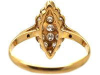 Art Deco 18ct Gold & Platinum, Diamond Set Marquise Ring with Diamond Set Shoulders