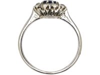 Mid 20th Century 18ct White Gold & Platinum, Sapphire & Diamond Cluster Ring