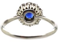 Mid 20th Century 18ct White Gold & Platinum, Sapphire & Diamond Cluster Ring