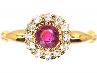 Edwardian 18ct Gold, Ruby & Diamond Cluster Ring