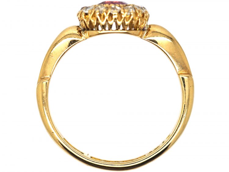 Edwardian 18ct Gold, Ruby & Diamond Cluster Ring