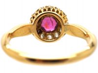 Edwardian 18ct Gold, Ruby & Diamond Cluster Ring