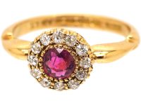 Edwardian 18ct Gold, Ruby & Diamond Cluster Ring
