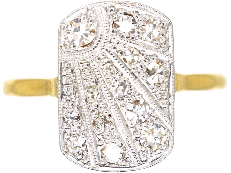 Art Deco 18ct Gold & Platinum, Diamond Sunburst Ring