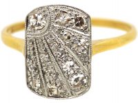 Art Deco 18ct Gold & Platinum, Diamond Sunburst Ring