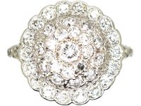 Art Deco Platinum & Diamond Bombe Cluster Ring