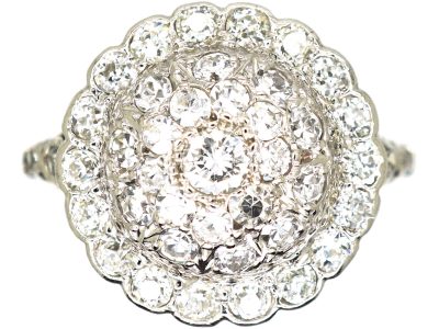 Art Deco Platinum & Diamond Bombe Cluster Ring