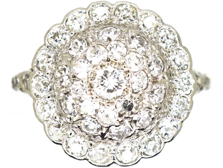 Art Deco Platinum & Diamond Bombe Cluster Ring