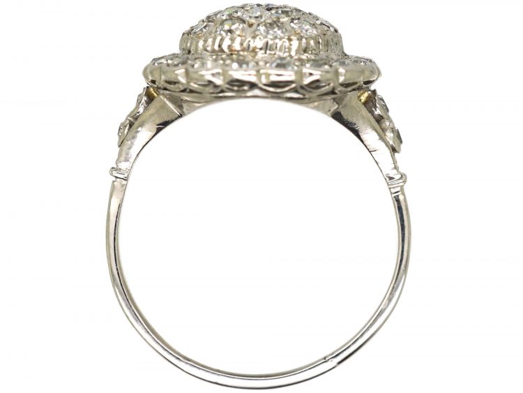 Art Deco Platinum & Diamond Bombe Cluster Ring