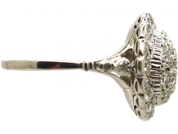 Art Deco Platinum & Diamond Bombe Cluster Ring