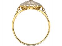 Edwardian 18ct Gold & Platinum, Diamond Cluster Ring with Diamond Set Shoulders