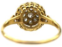 Edwardian 18ct Gold & Platinum, Diamond Cluster Ring with Diamond Set Shoulders