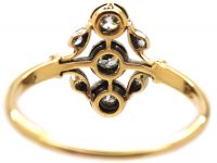 Austrian 14ct Gold & Platinum, Diamond Three Stone Leaf Motif Ring