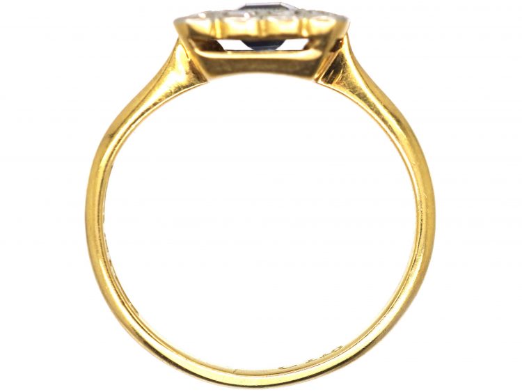 Art Deco Platinum & 18ct Gold, Sapphire & Diamond Square Ring