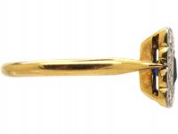 Art Deco Platinum & 18ct Gold, Sapphire & Diamond Square Ring