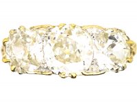 Victorian 18ct Gold Carved Half Hoop Three Stone Diamond Ring