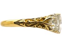 Victorian 18ct Gold Carved Half Hoop Three Stone Diamond Ring
