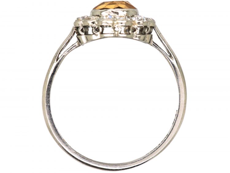 Edwardian Platinum, Diamond & Topaz Cluster Ring