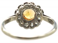 Edwardian Platinum, Diamond & Topaz Cluster Ring