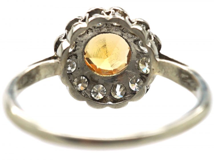 Edwardian Platinum, Diamond & Topaz Cluster Ring