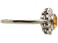 Edwardian Platinum, Diamond & Topaz Cluster Ring