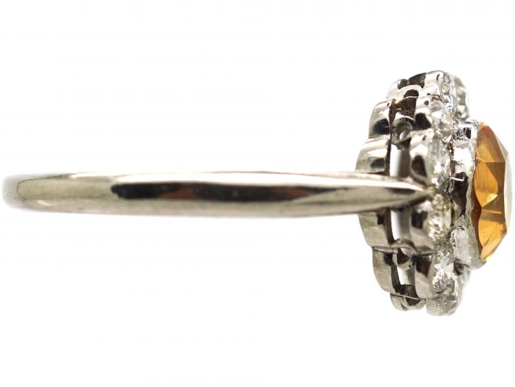 Edwardian Platinum, Diamond & Topaz Cluster Ring