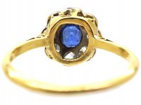 Edwardian 18ct Gold & Platinum, Sapphire & Diamond Cluster Ring