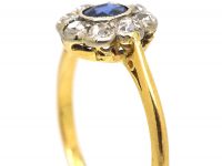 Edwardian 18ct Gold & Platinum, Sapphire & Diamond Cluster Ring