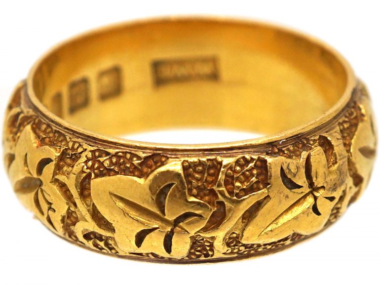 22ct Gold Wedding Ring with Ivy Leaf Detail
