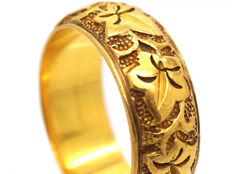22ct Gold Wedding Ring with Ivy Leaf Detail