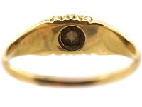 Victorian 18ct Gold, Three Natural Split Pearl Ring with Emerald Points