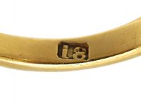 Victorian 18ct Gold, Three Stone Diamond Carved Half Hoop Ring