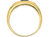 18ct Gold Rub Over Set Sapphire & Diamond Three Stone Ring