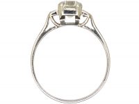 Art Deco Platinum Ring set with an Asscher Cut Diamond with Baguette Diamond Shoulders