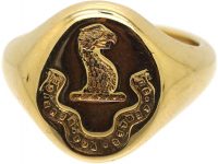 9ct Gold Signet Ring with Intaglio of Griffin's Head by Charles Green & Sons