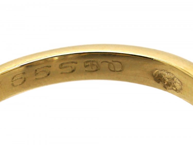 Art Deco 18ct Gold & Platinum, Three Stone Diamond Ring with Diamond Detail