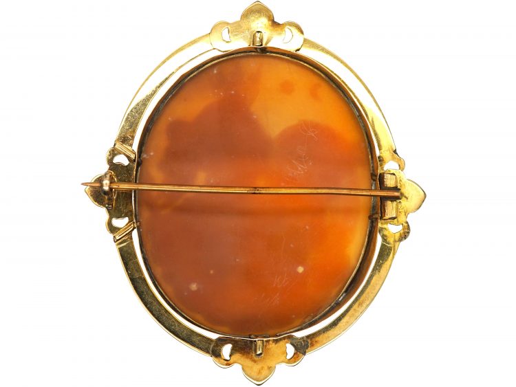 Victorian 15ct Gold & Shell Cameo Brooch of Night & Day