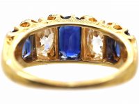 Victorian 18ct Gold Five Stone Unheated Sapphire & Diamond Ring